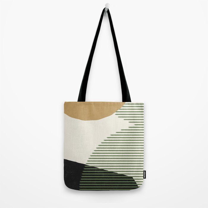 Lines Color Shapes - Gold Green Black Tote Bag Gallery Image 2