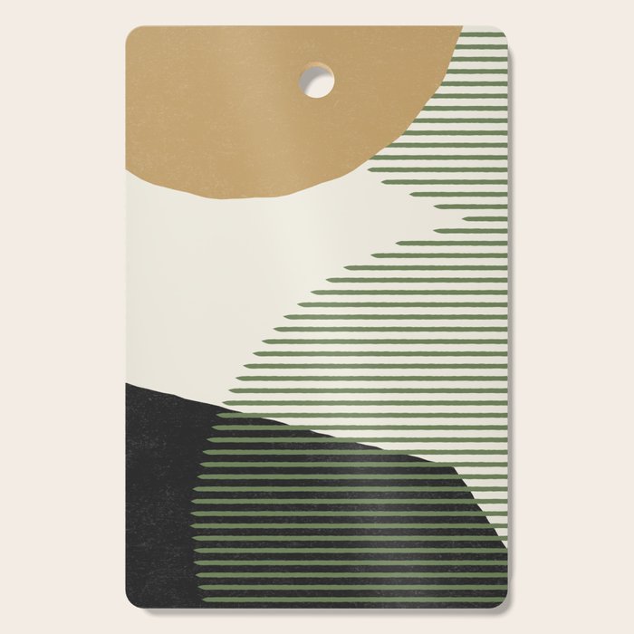 Lines Color Shapes - Gold Green Black Cutting Board Gallery Image 1