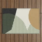 Lines Color Shapes - Gold Green Black Outdoor Rug Gallery Image 1