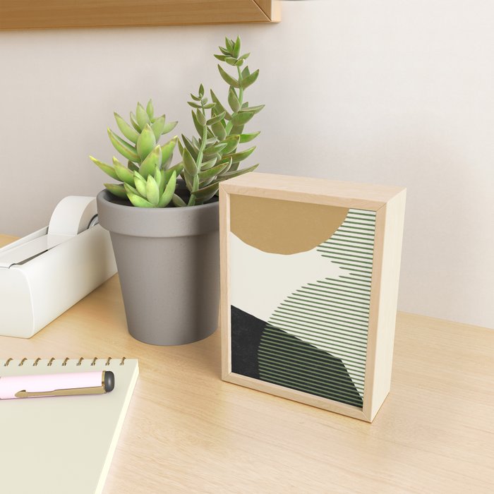 Lines Color Shapes - Gold Green Black Mini Art Print Gallery Image 2