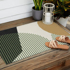 Lines Color Shapes - Gold Green Black Outdoor Rug Gallery Image 2