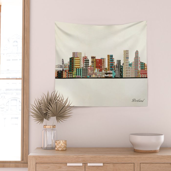 portland skyline Wall Tapestry Gallery Image 2