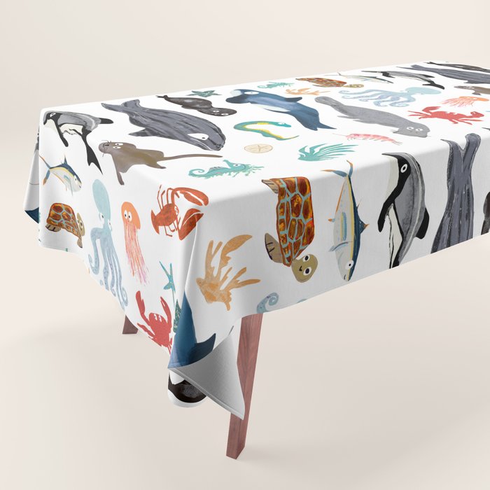 Sea Change: Ocean Animals Tablecloth Gallery Image 1