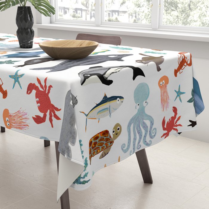 Sea Change: Ocean Animals Tablecloth Gallery Image 3