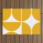 Mid Century Modern Yellow Square Outdoor Rug Gallery Image 1