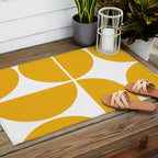 Mid Century Modern Yellow Square Outdoor Rug Gallery Image 2