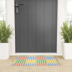Colorful square gingham grid patchwork print Welcome Mat Gallery Image 3