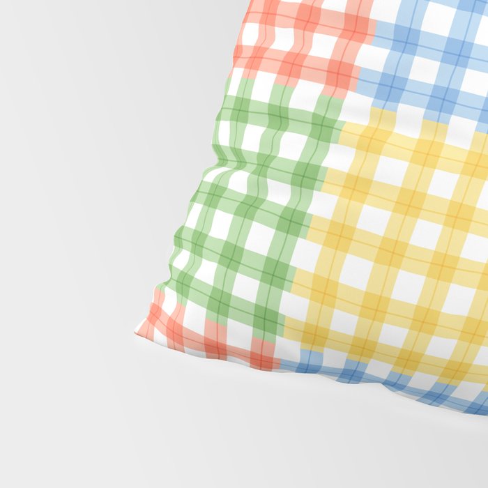 Colorful square gingham grid patchwork print Pillow Sham Gallery Image 4