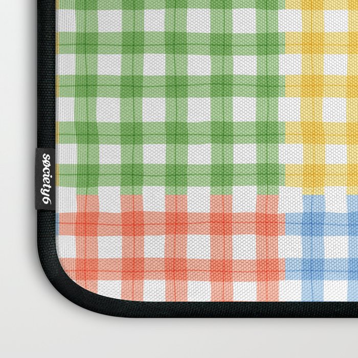 Colorful square gingham grid patchwork print Laptop Sleeve Gallery Image 3