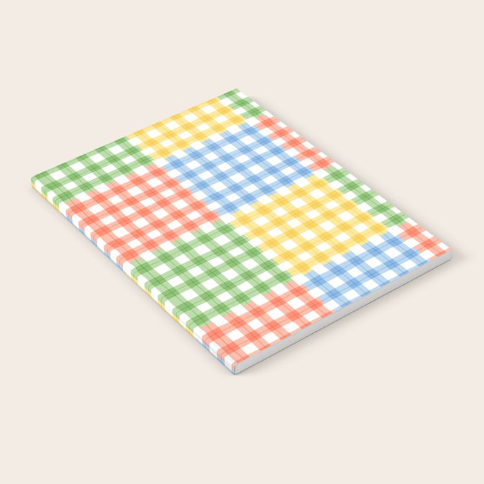 Colorful square gingham grid patchwork print Notebook Gallery Image 1