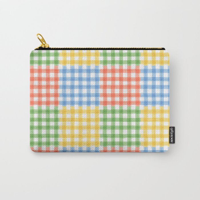 Colorful square gingham grid patchwork print Carry All Pouch Gallery Image 1