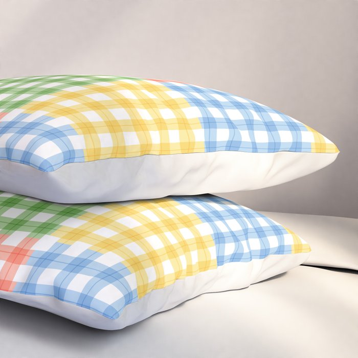 Colorful square gingham grid patchwork print Pillow Sham Gallery Image 3