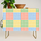 Colorful square gingham grid patchwork print Credenza Gallery Image 1