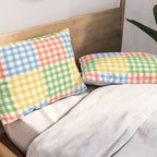 Colorful square gingham grid patchwork print Pillow Sham Gallery Image 2