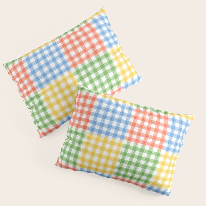 Colorful square gingham grid patchwork print Pillow Sham Gallery Image 3