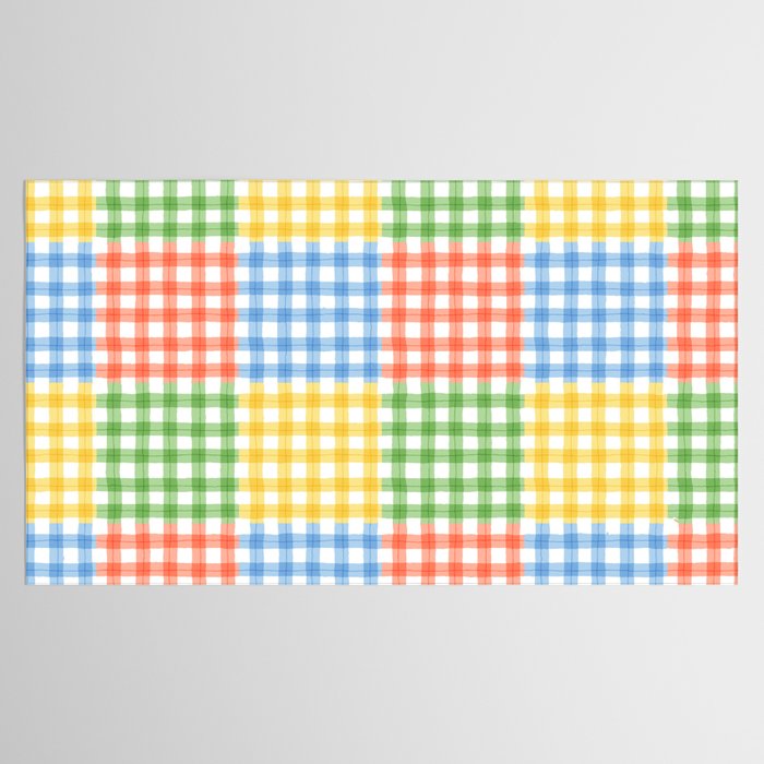 Colorful square gingham grid patchwork print Tablecloth Gallery Image 2