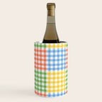 Colorful square gingham grid patchwork print Wine Chiller Gallery Image 3