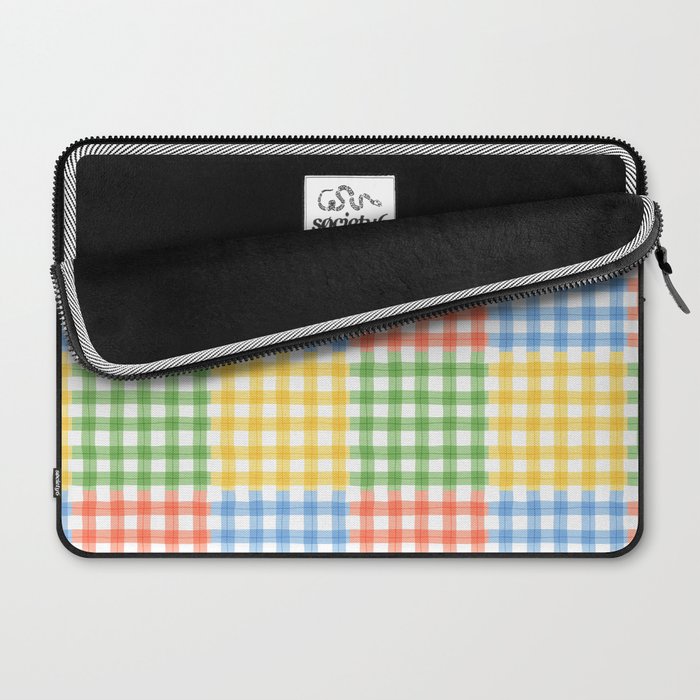 Colorful square gingham grid patchwork print Laptop Sleeve Gallery Image 2