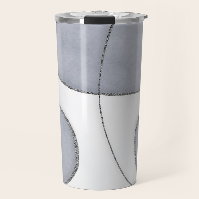 Minimal Blue Grey Shapes Travel Mug Gallery Image 1