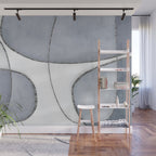 Minimal Blue Grey Shapes Wall Mural Gallery Image 1