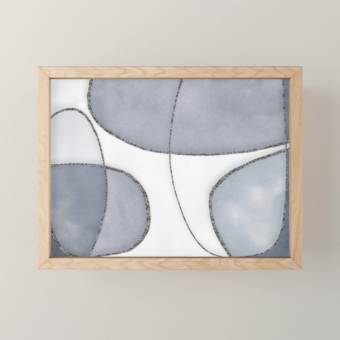 Minimal Blue Grey Shapes Mini Art Print Gallery Image 1