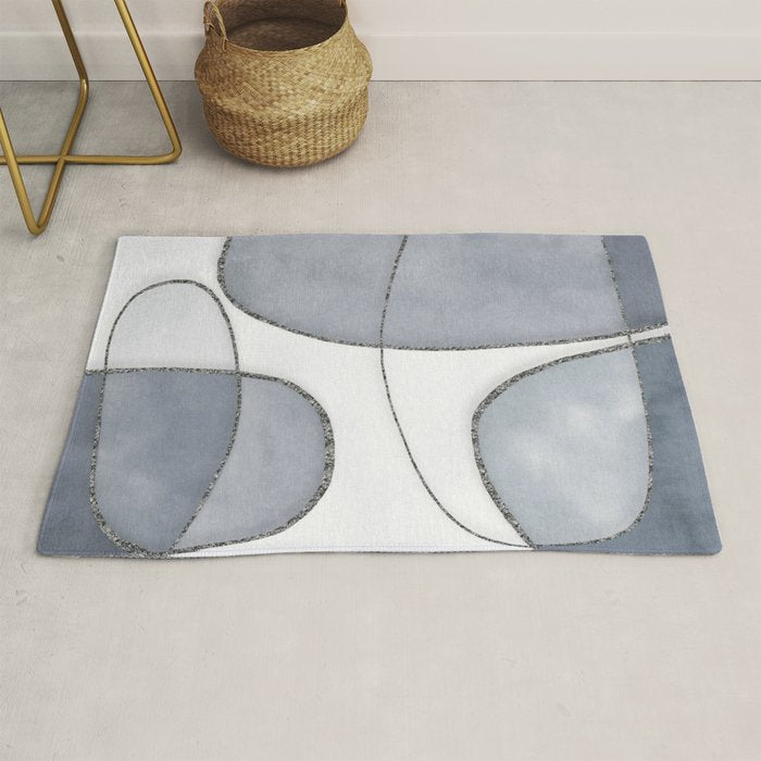 Minimal Blue Grey Shapes Rug Gallery Image 1
