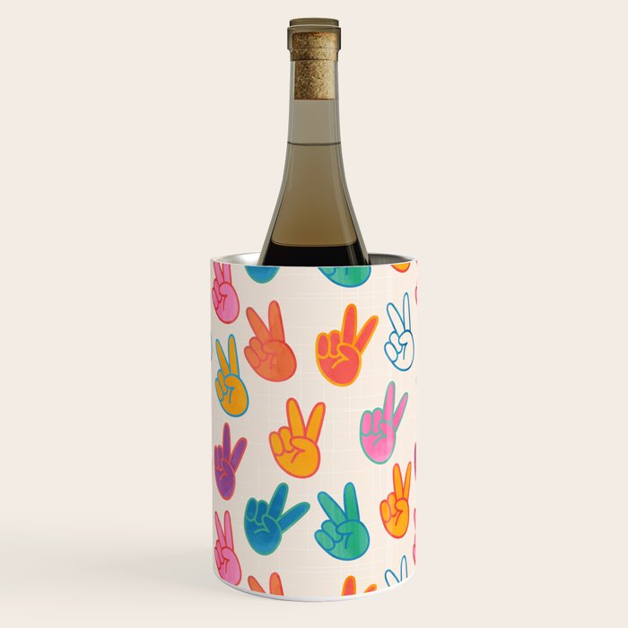 Peace And Victory Hand Sign In Rainbow Colours Pattern Wine Chiller Gallery Image 3