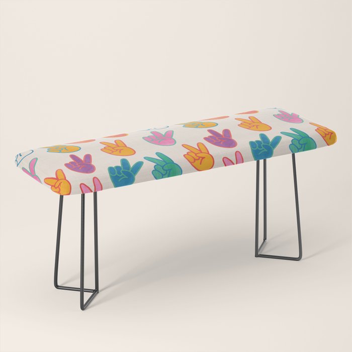 Peace And Victory Hand Sign In Rainbow Colours Pattern Bench Gallery Image 1
