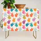 Peace And Victory Hand Sign In Rainbow Colours Pattern Credenza Gallery Image 1