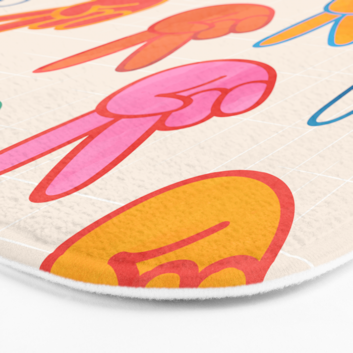 Peace And Victory Hand Sign In Rainbow Colours Pattern Bath Mat Gallery Image 3