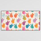 Peace And Victory Hand Sign In Rainbow Colours Pattern Desk Mat Gallery Image 3