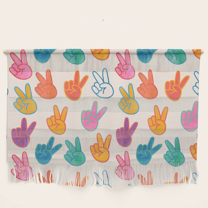 Peace And Victory Hand Sign In Rainbow Colours Pattern Wall Hanging Gallery Image 1