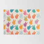 Peace And Victory Hand Sign In Rainbow Colours Pattern Rug Gallery Image 2