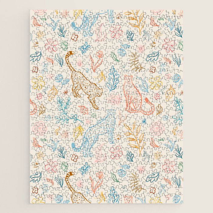 Rainbow Cheetahs and plants Jigsaw Puzzle Gallery Image 1