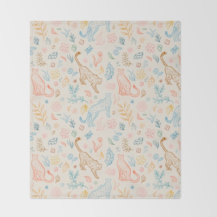 Rainbow Cheetahs and plants Throw Blanket Gallery Image 2