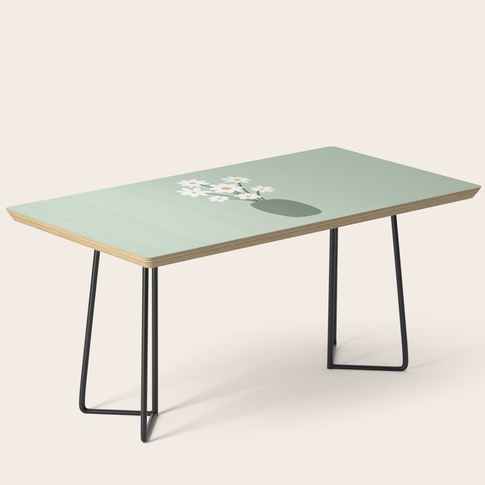 Daisies in Vase (sage green) Coffee Table Gallery Image 1