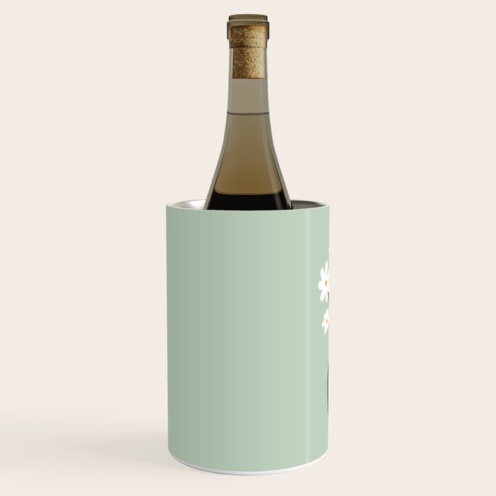 Daisies in Vase (sage green) Wine Chiller Gallery Image 2