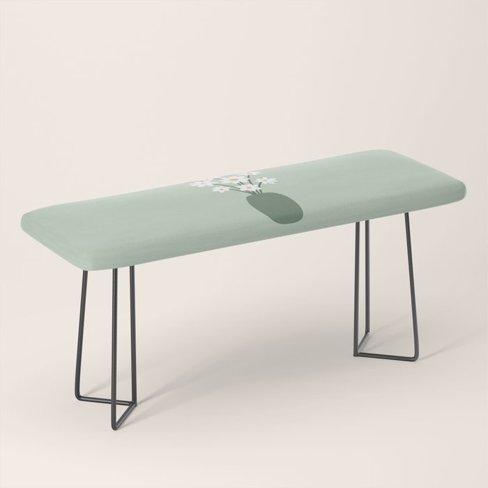 Daisies in Vase (sage green) Bench Gallery Image 1