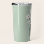 Daisies in Vase (sage green) Travel Mug Gallery Image 3