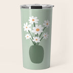 Daisies in Vase (sage green) Travel Mug Gallery Image 1