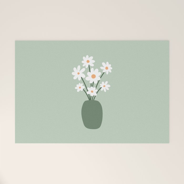 Daisies in Vase (sage green) Welcome Mat Gallery Image 1