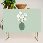 Daisies in Vase (sage green) Credenza Gallery Image 1