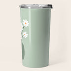 Daisies in Vase (sage green) Travel Mug Gallery Image 2