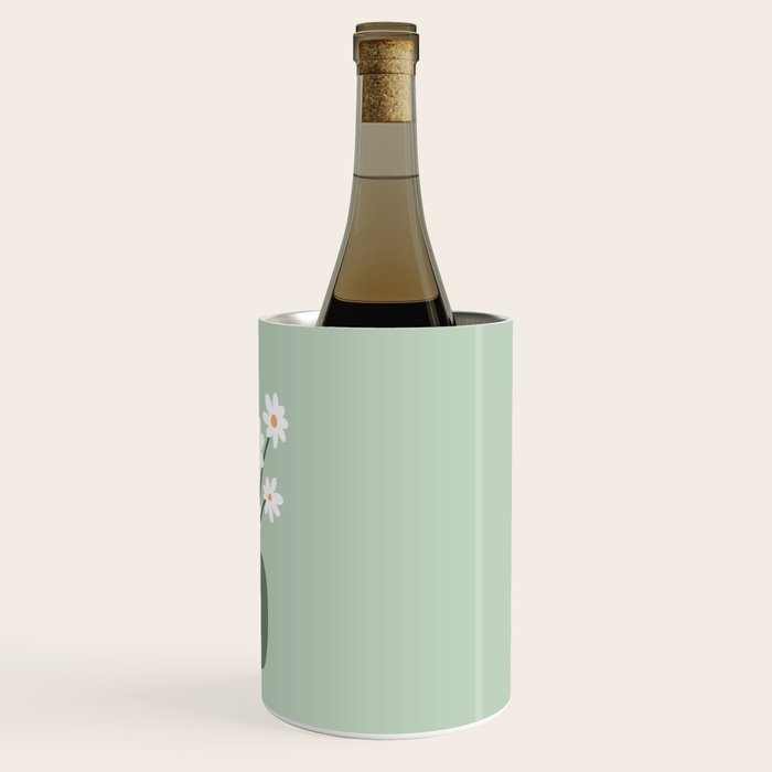 Daisies in Vase (sage green) Wine Chiller Gallery Image 3