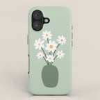 Daisies in Vase (sage green) iPhone Case Gallery Image 1