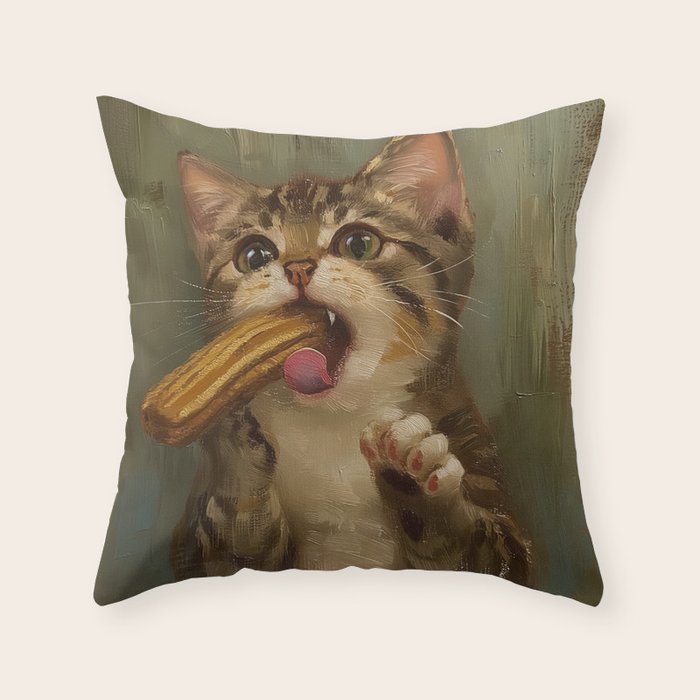 Churro Cat Throw Pillow Gallery Image 6