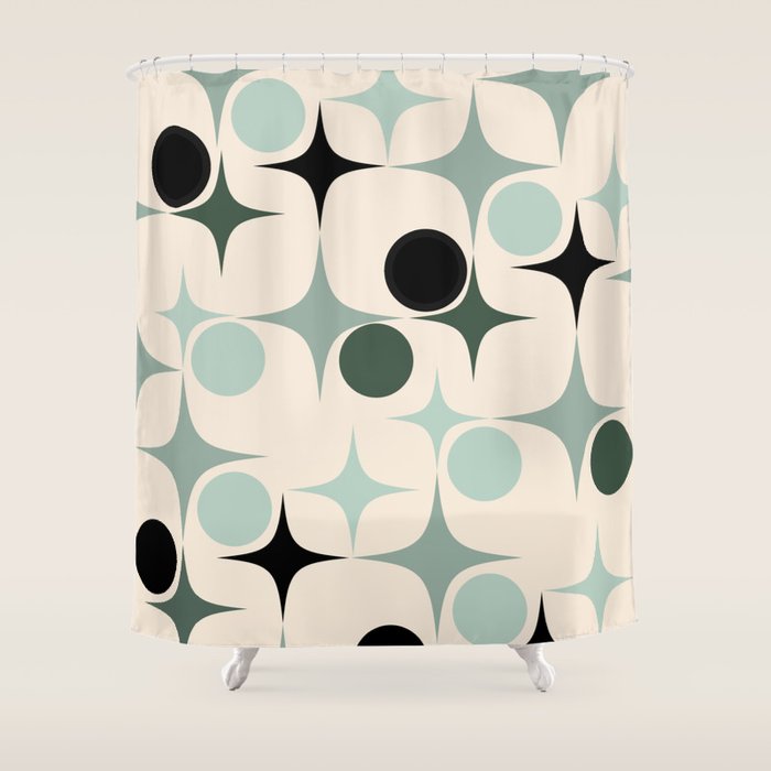 Modern Retro Geo Shower Curtain Gallery Image 1