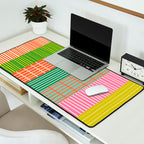 Finnish Patchwork Stripes Pattern Orange Green Pink Chartreuse Desk Mat Gallery Image 2