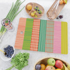 Finnish Patchwork Stripes Pattern Orange Green Pink Chartreuse Cutting Board Gallery Image 2