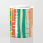 Finnish Patchwork Stripes Pattern Orange Green Pink Chartreuse Coffee Mug Gallery Image 4